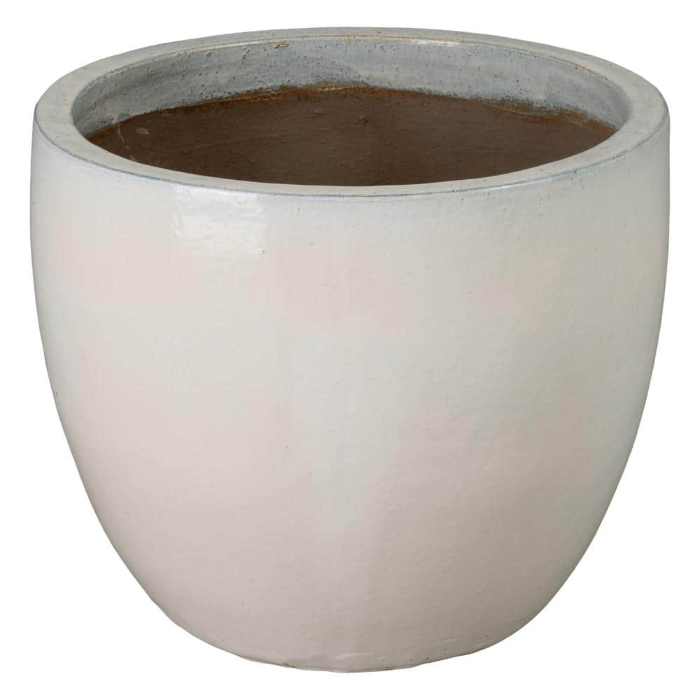 Emissary 28 in. L x 24 in. H White Ceramic Round Planter with High-Fire Treatment 12185MW-6