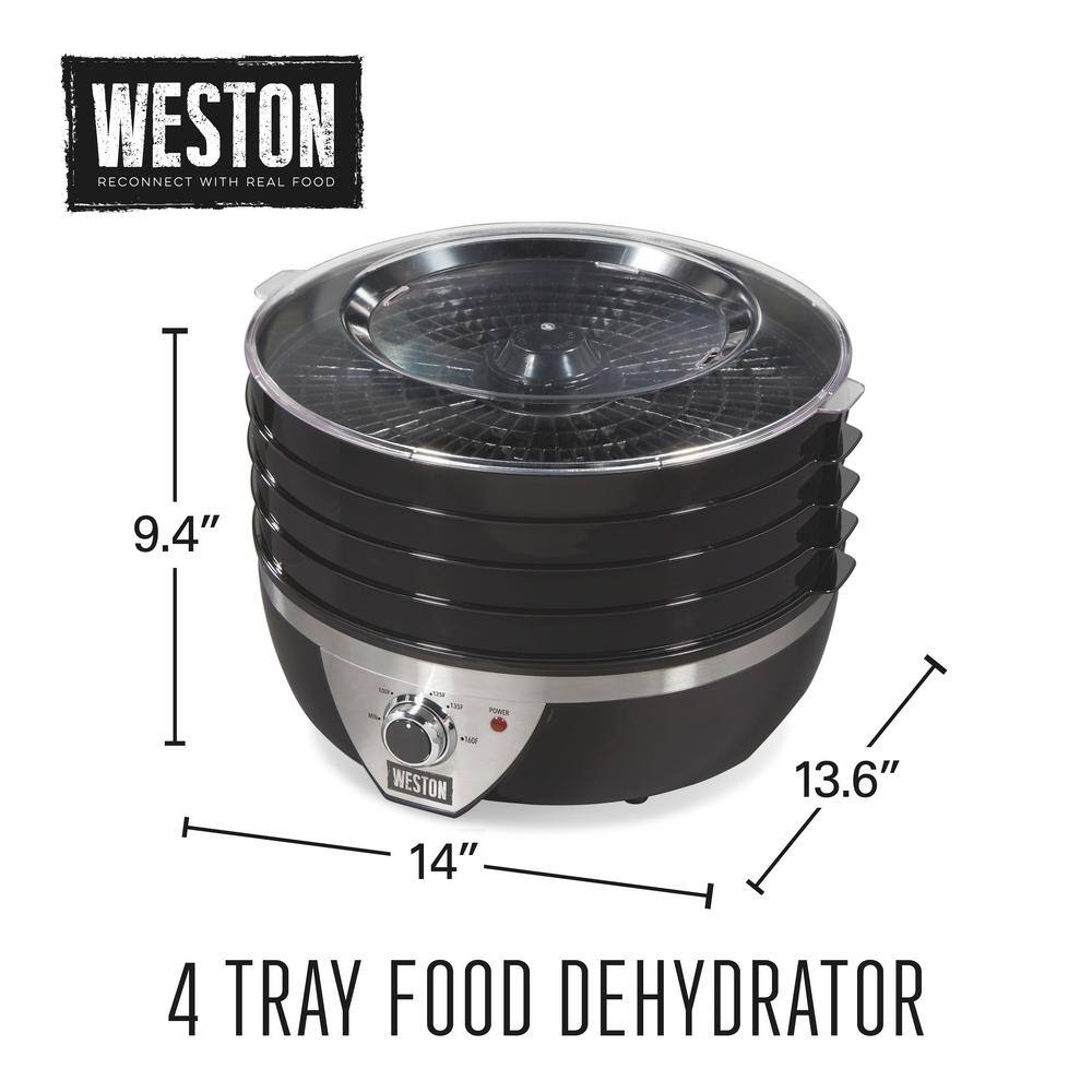 Weston 4-Tray Black and Stainless Steel Food Dehydrator 75-0640-W