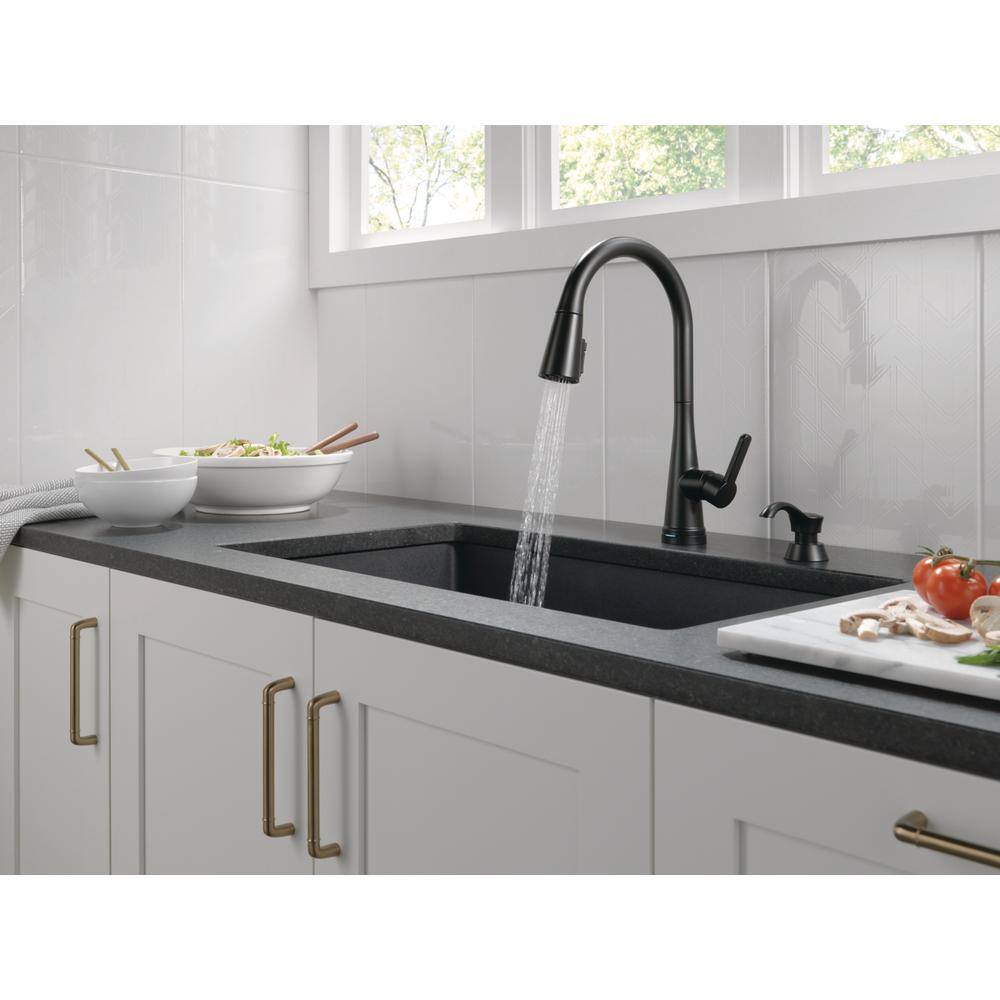 Delta Greydon Single-Handle Pull Down Sprayer Kitchen Faucet with Touch2O and ShieldSpray Technology in Matte Black 19826TZ-BLSD-DST