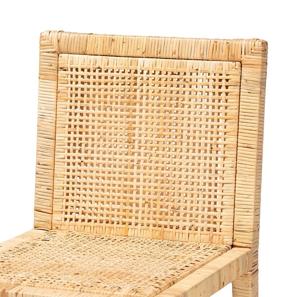 Sofia Contemporary Natural Finished Wood and Rattan Counter Stool