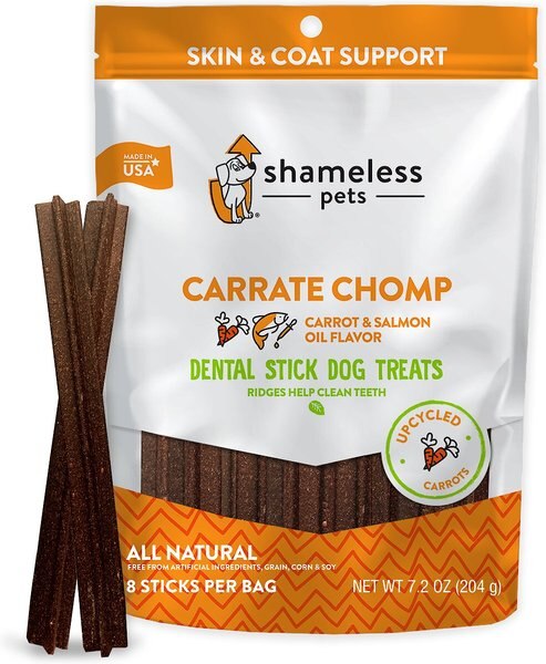 Shameless Pets Carrate Chomp Carrot and Salmon Oil Flavor Dental Dog Treats