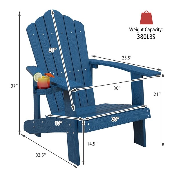 Gymax Patio HIPS Outdoor Weather Resistant Slatted Chair Adirondack