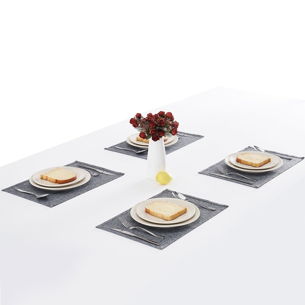 Linen Placemats Set of 4  Heat Resistant Dining Table Place Mats   Machine Washable