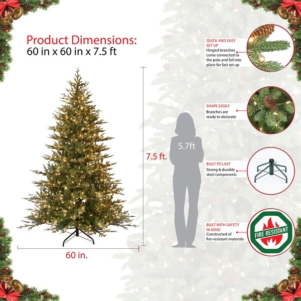 Puleo International 7.5' PreLit Balsam Fir Artificial Christmas Tree