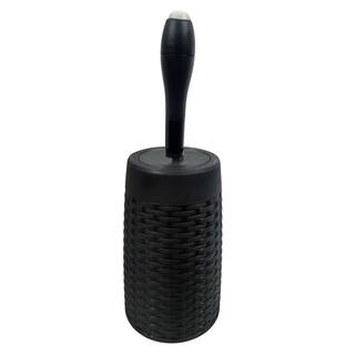 Modern Homes MH 2-Piece Round Magic Toilet Brush Bath Accessory Set with Holder in Black 67578