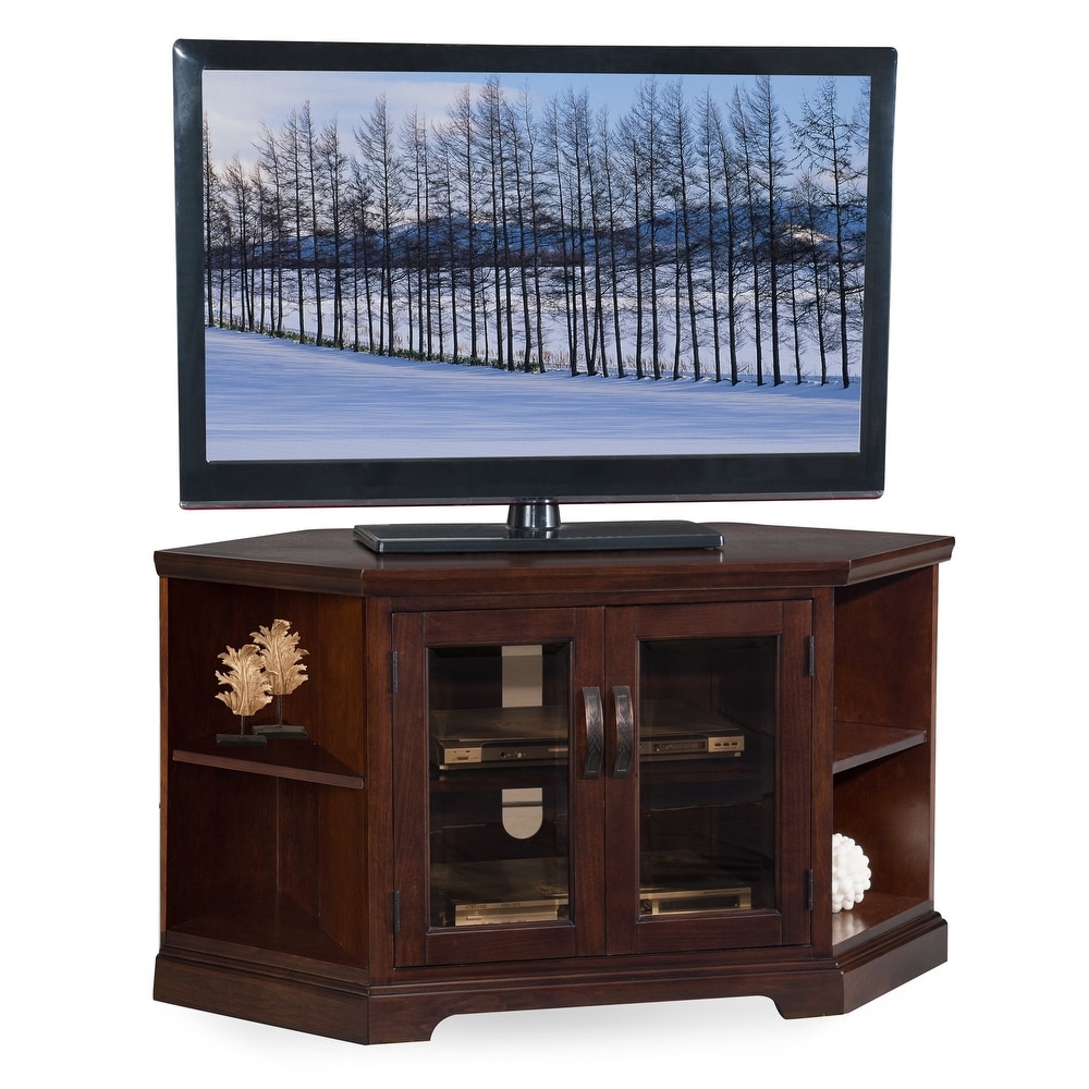 Leick Home Solid Wood Mission Oak Two Door Corner TV Stand