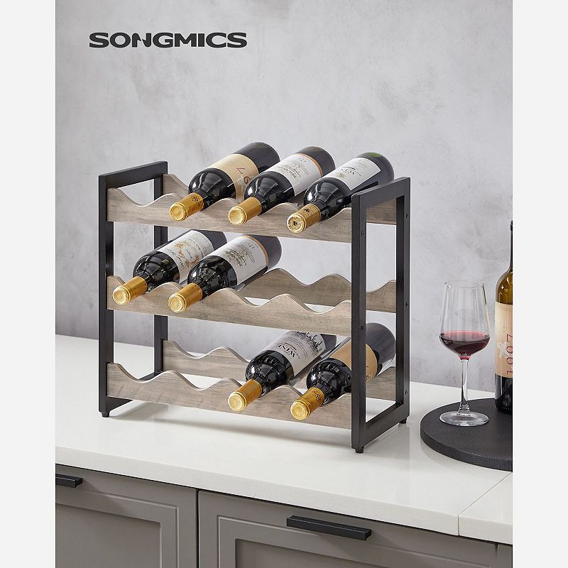 Countertop Wine Rack， 3-Tier Display Wine Storage Shelves， Holds 12 Bottles