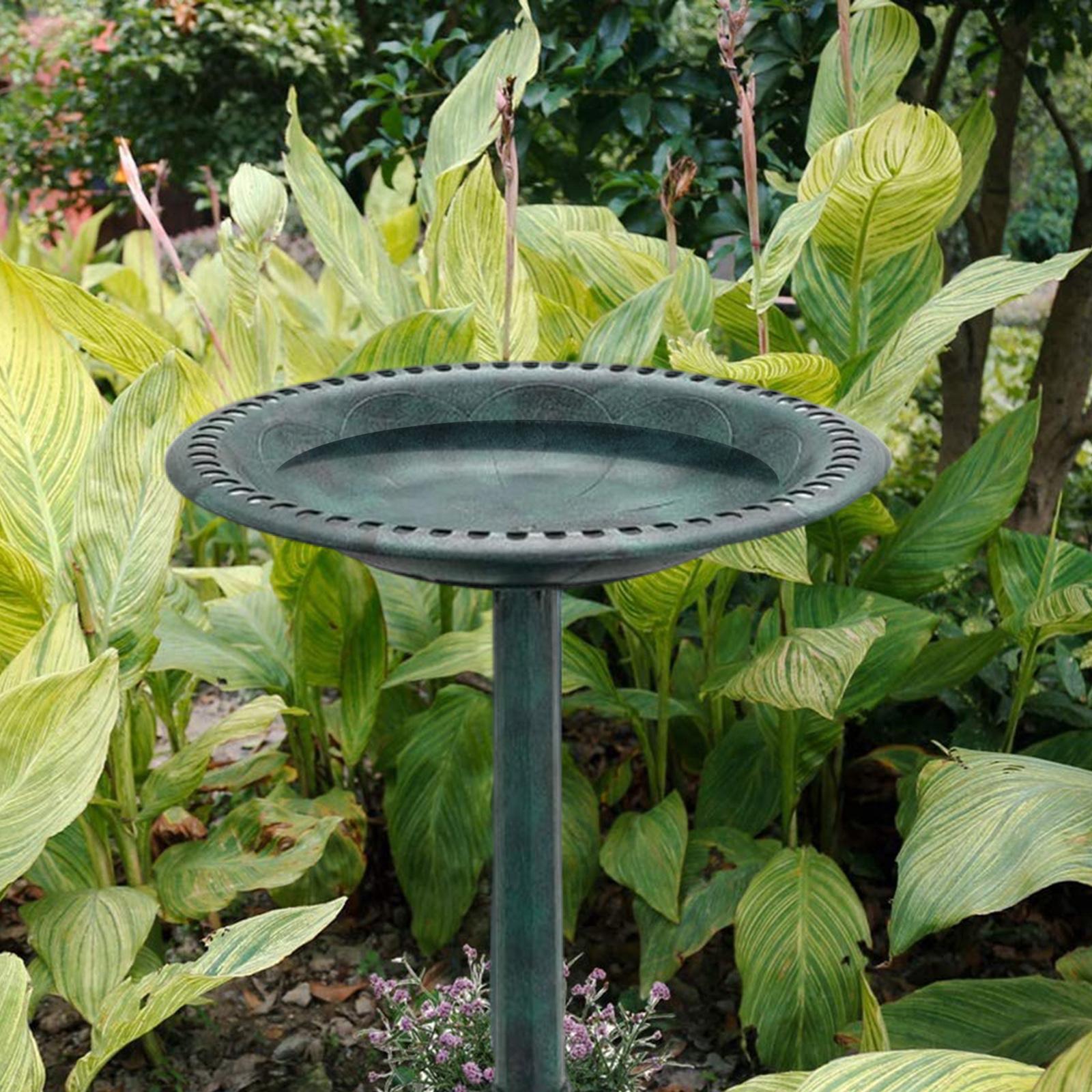 Outdoor Garden Bird Bath Weather Resistant Rustic Standing Decoration Birdbaths green