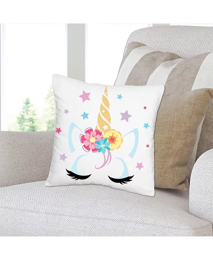 Big Dot of Happiness Rainbow Unicorn - Home Decorative Cushion Case - Throw Pillow Cover - 16 x 16 In