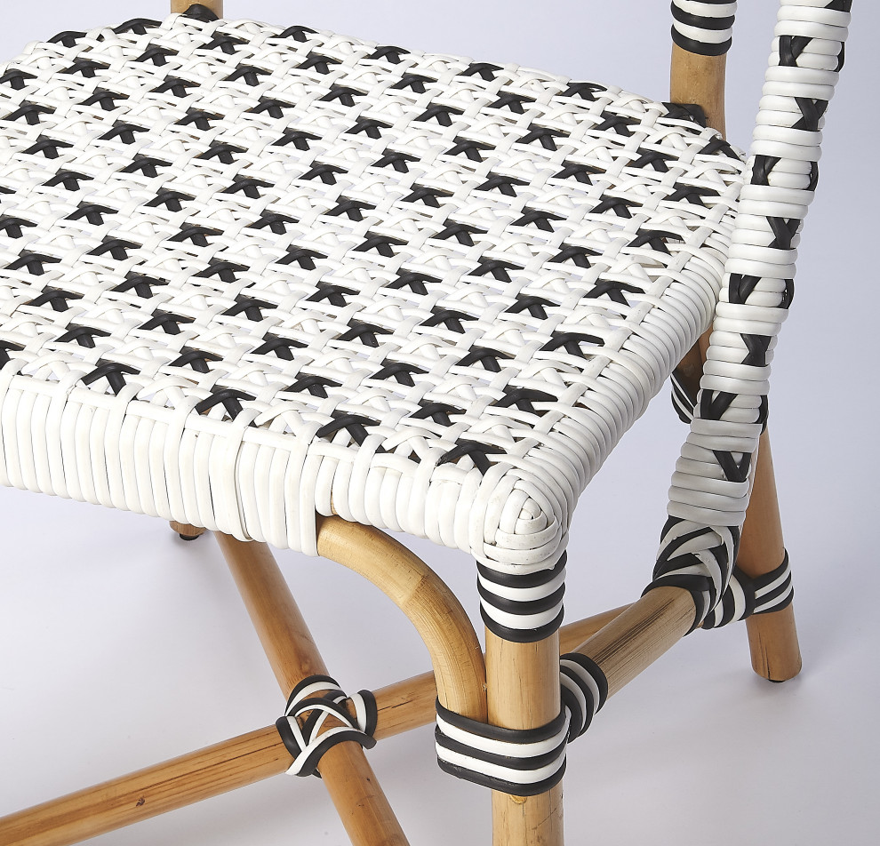 Butler Tenor White  ampBlack Rattan Dining Chair   Tropical   Dining Chairs   by Furniture East Inc.  Houzz