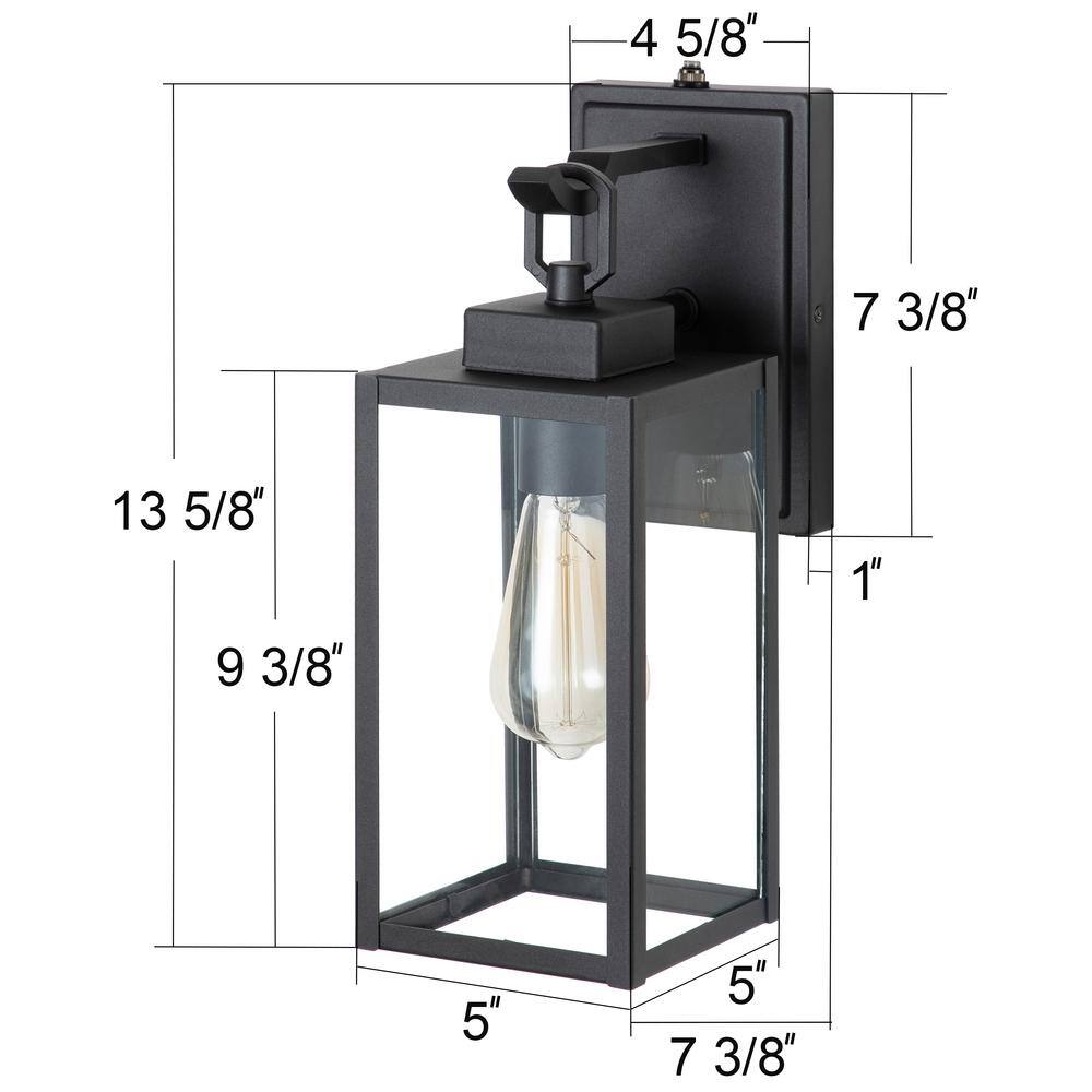 C Cattleya 1-Light Matte Black Dusk to Dawn Outdoor Wall Lantern Sconce with Clear Tempered Glass CA2012-W