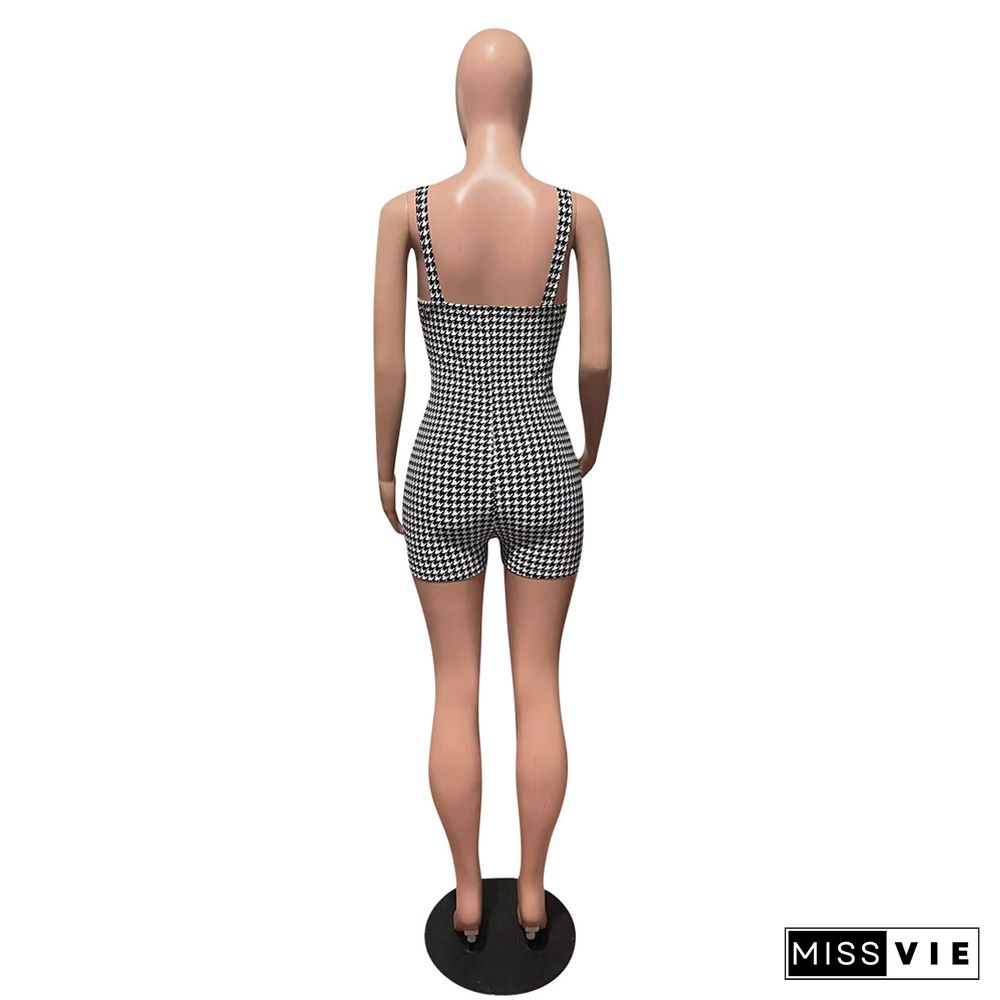 Elegant Houndstooth High Waist Bodycon Rompers