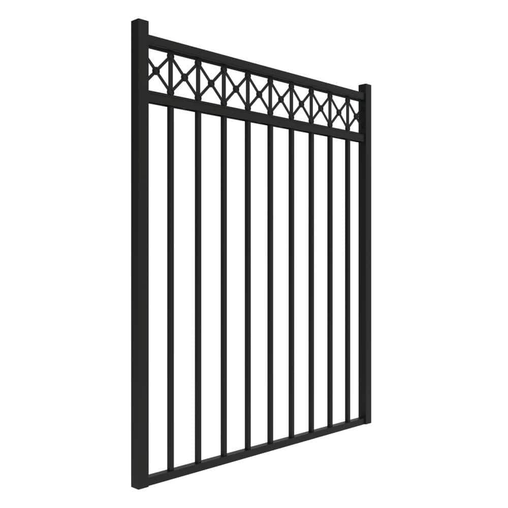 Barrette Outdoor Living Highland 4 in. W x 54 in. H Black Straight Decorative Flat Top Metal Fence Gate 73050580