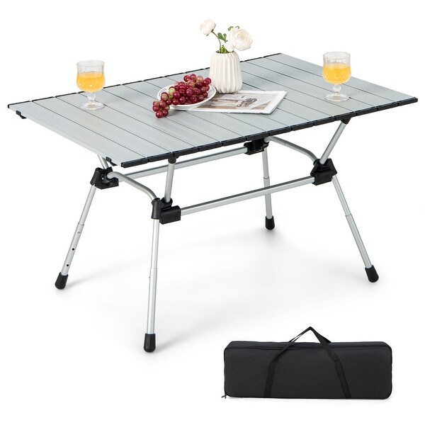 Costway HeavyDuty Aluminum Camping Table，Folding Outdoor Picnic