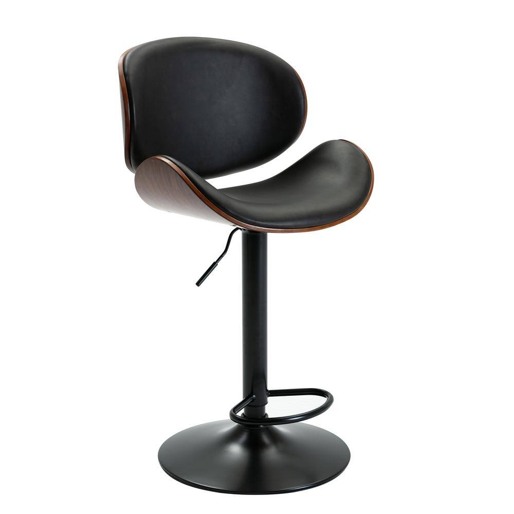 46 in height Black Pu Wanut Wood Back Mental frame Stool height 28.74 in Bentwood Adjustable Bar Stools HM21222002