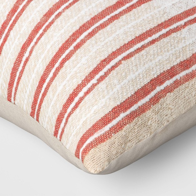 Woven Striped Textured Square Throw Pillow