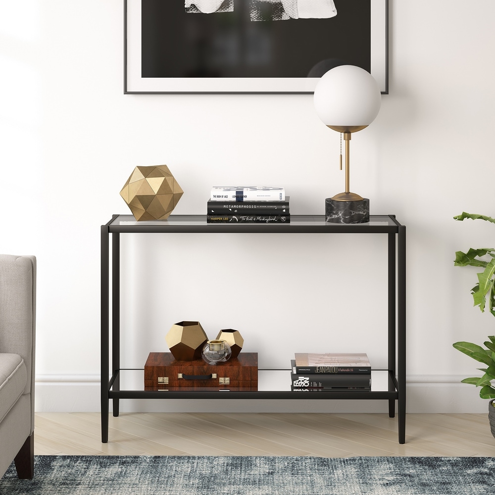 Hera Rectangular Console Table with Mirror Shelf