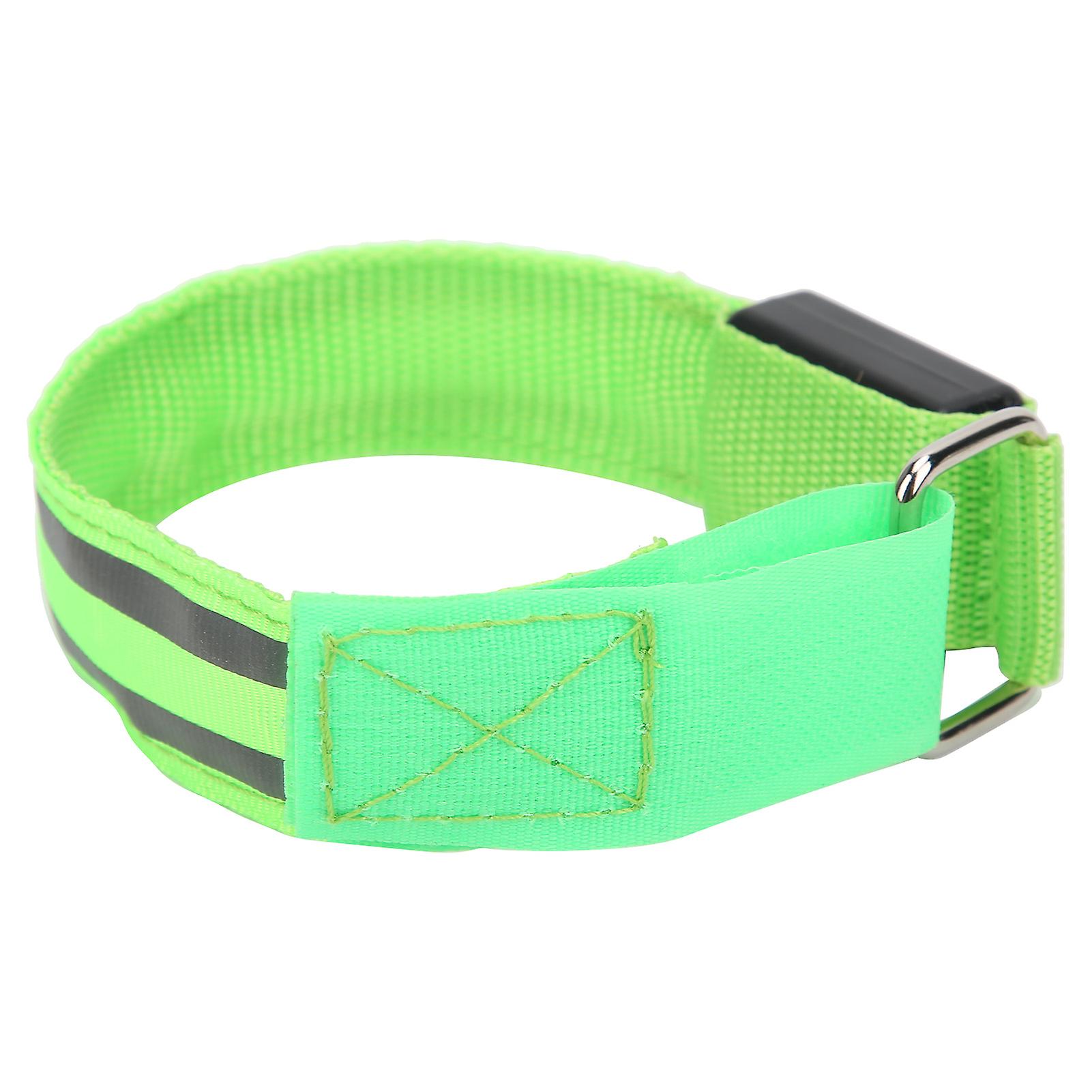 Reflective Led Light Armband Dual Luminous Strips Light Up Bracelet Wristband For Night Running Battery Poweredgreen