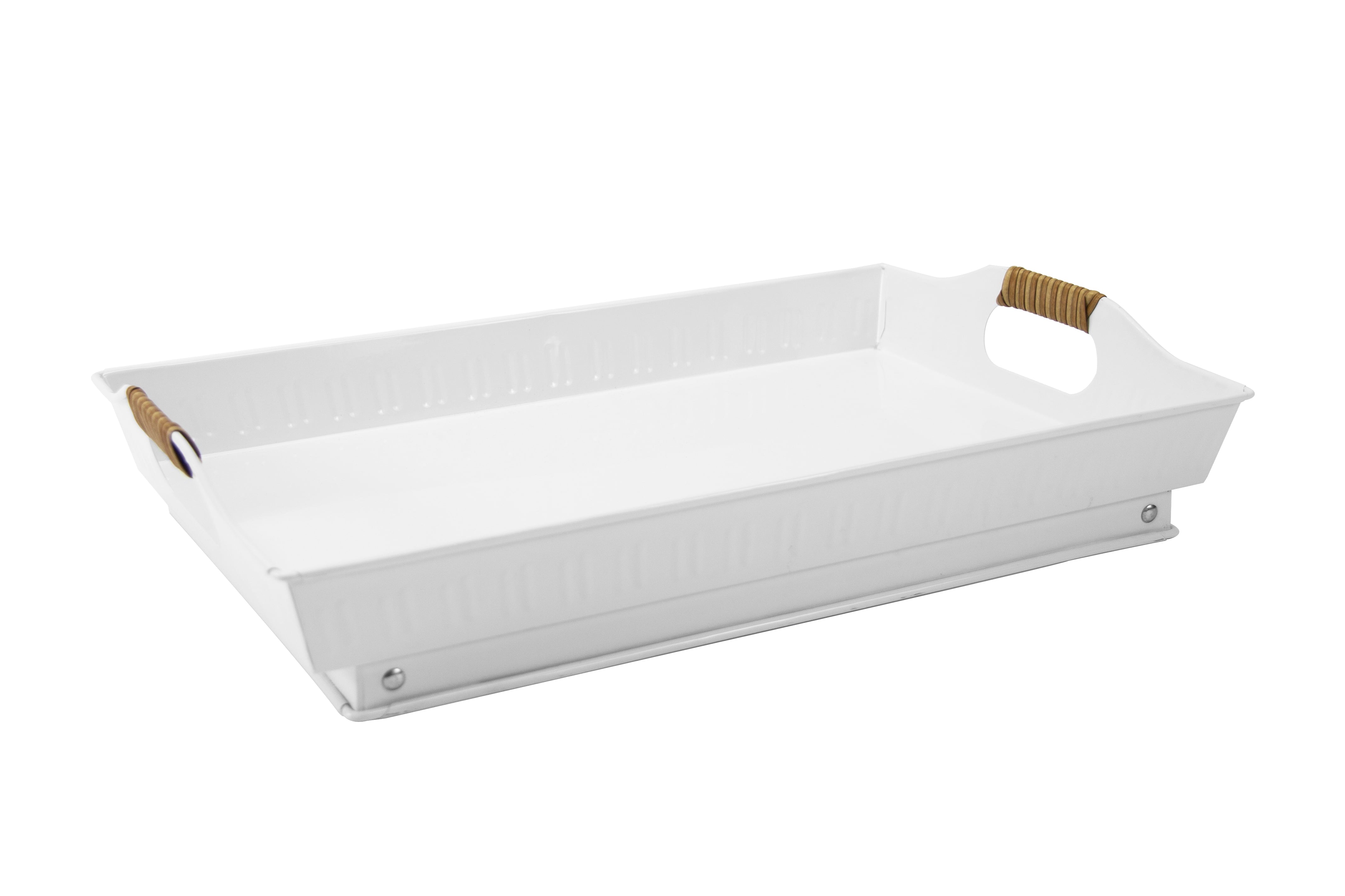 Better Homes & Gardens Galvanized Rectangle Bed Tray, 18.5IN L, White