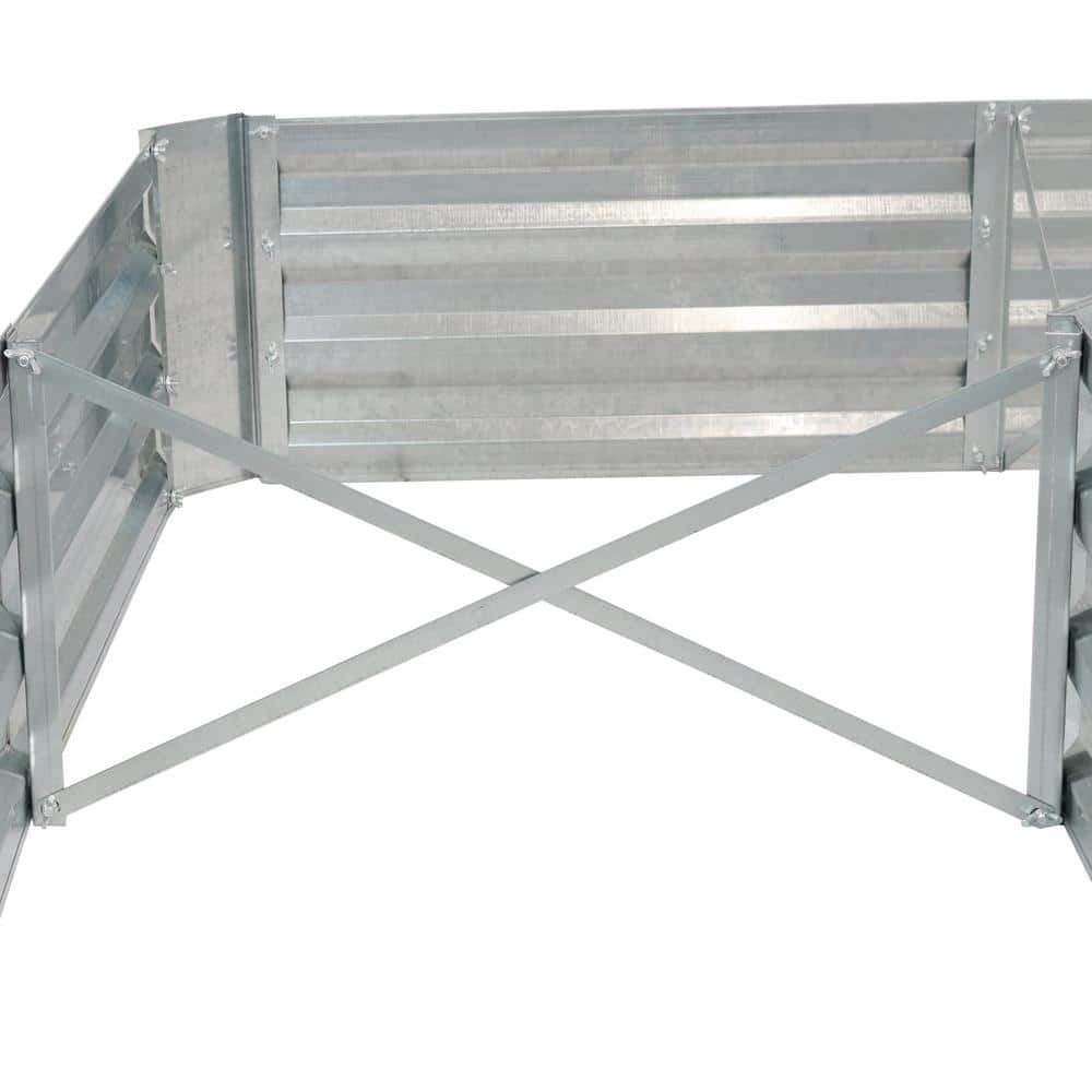 Sunnydaze Decor L-Shaped Silver Galvanized Steel Raised Garden Bed HB-785