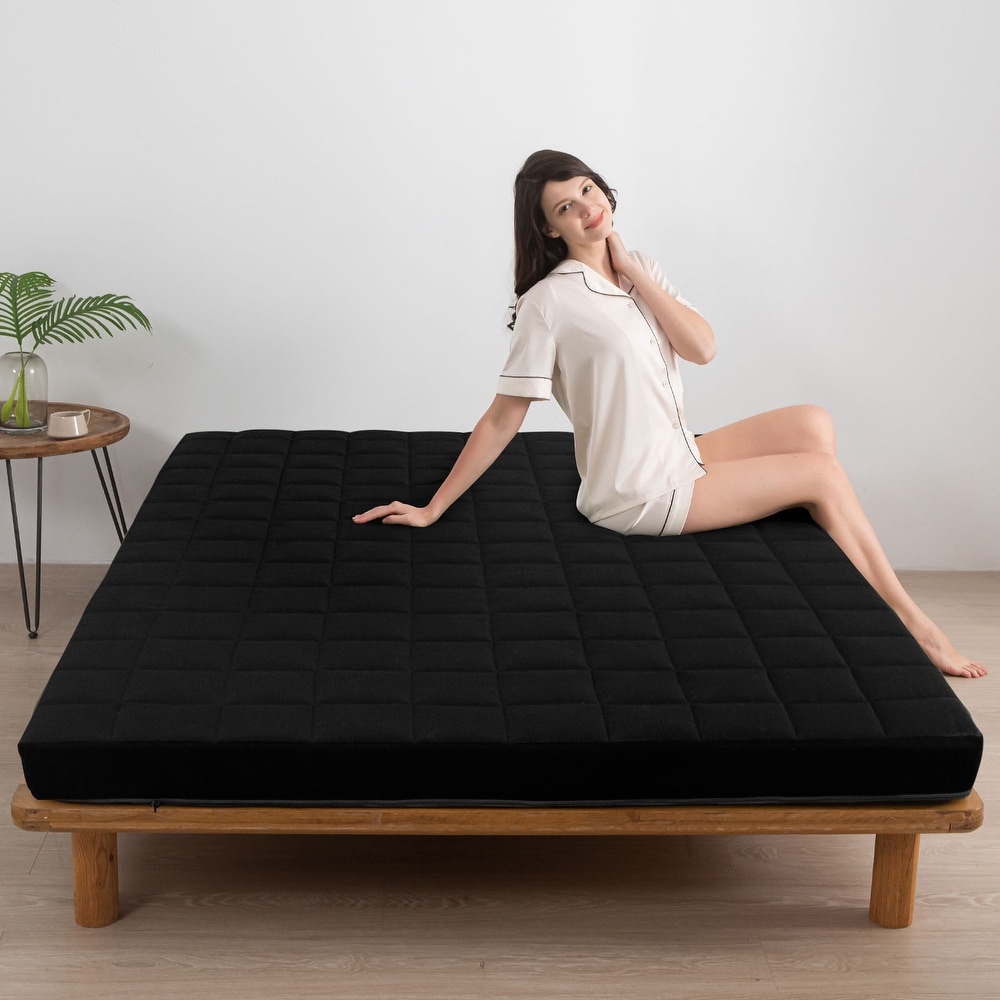 Black Grids Futon Mattress with Removable Cover