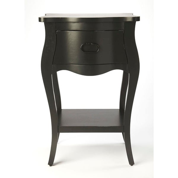 Transitional Black Wooden Rectangular End Table