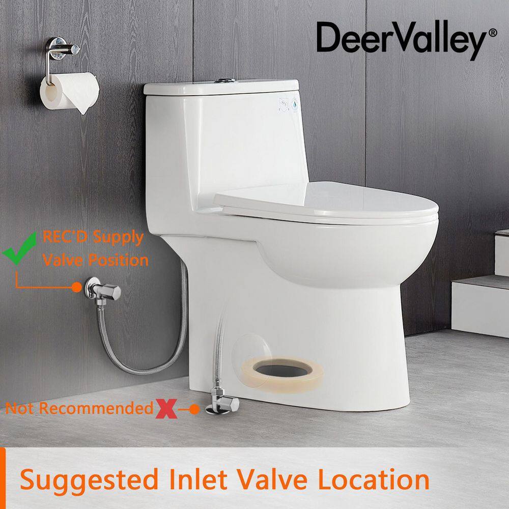 DEERVALLEY Ursa Comfortable Height 12 in. Rough in Size 1-Piece 0.81.28 GPF Dual Flush Elongated Toilet in White Seat Included DV-1F52677