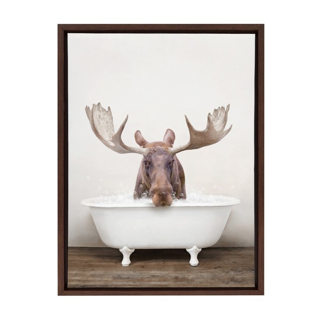 X 24 quot Sylvie Moose Rustic Bubble Bath Framed Canvas By Amy Peterson Brown Kate amp Laurel All Things Decor