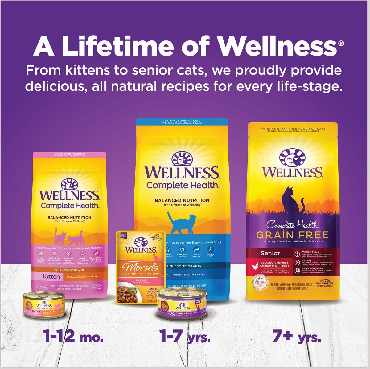 Wellness Complete Health Poultry Favorites Variety Pack Grain-Free Wet Cat Food， 5.5-oz can， case of 12