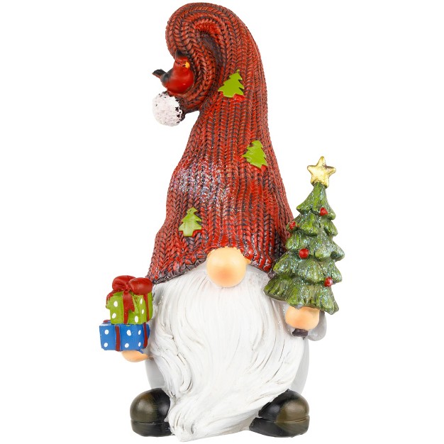 Gnome With Cardinal Holding Christmas Tree Decoration