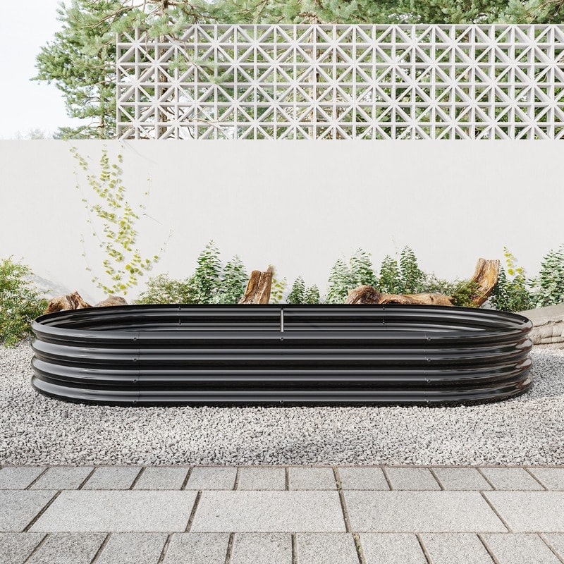 Oval shaped Large Raised Garden Bed  Galvanized Metal with Open Bottom