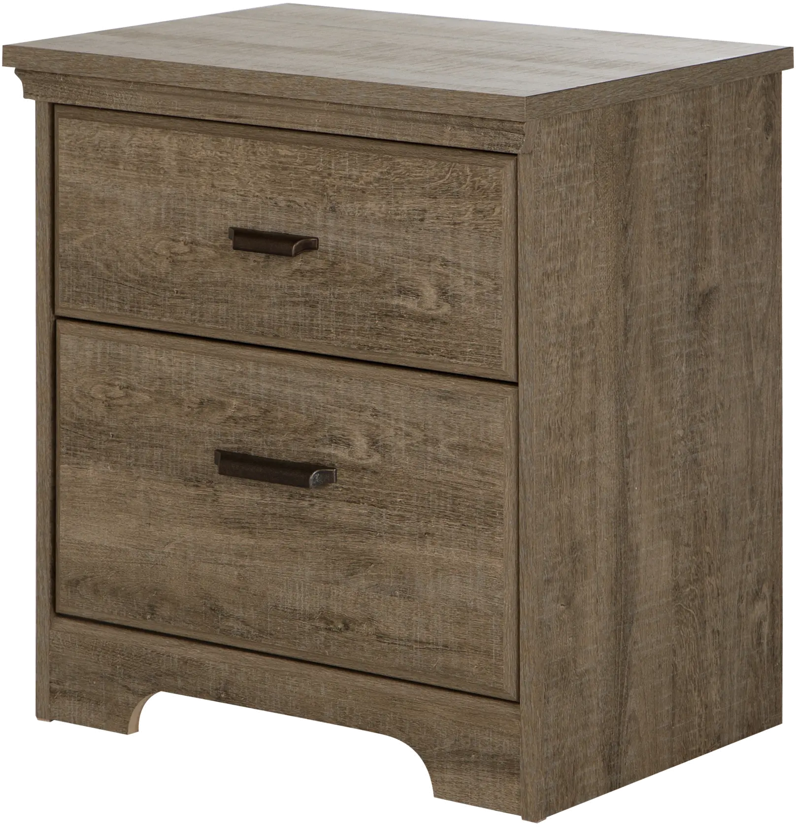 Versa Weathered Oak 2-Drawer Nightstand - South Shore