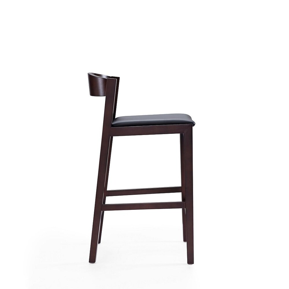 Manhattan Comfort Klismos 36.75 in. Dark Walnut Beech Wood Counter Height Bar Stool