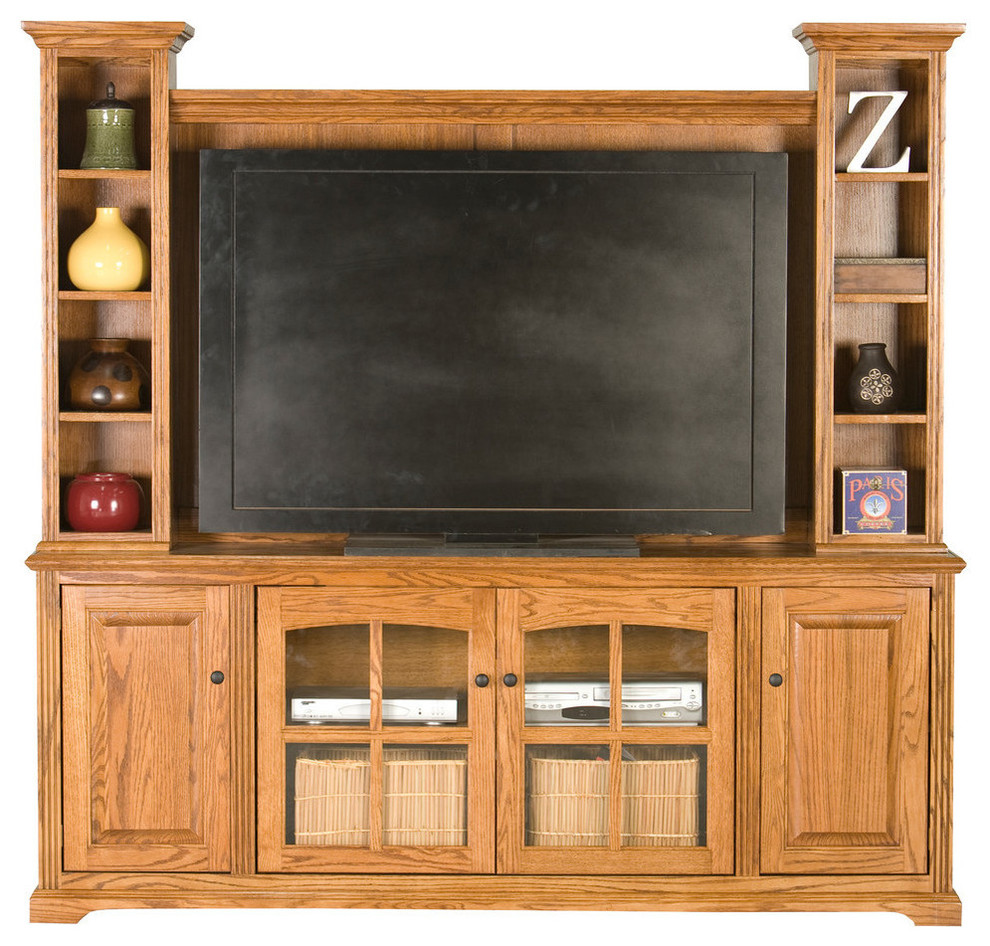 Oak Ridge 80 quotEntertainment Console Hutch and Base   Transitional   Entertainment Centers And Tv Stands   by Eagle Furniture  Houzz