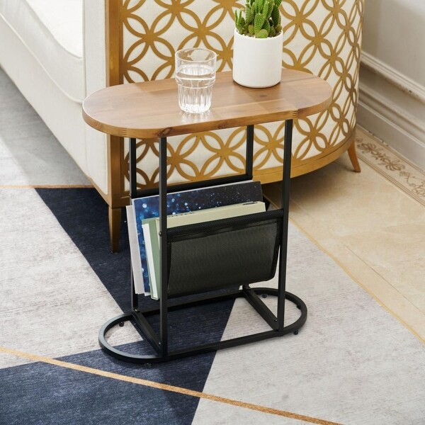 Set of 2 Small Side Tables With Magazines Organizer Storage Space