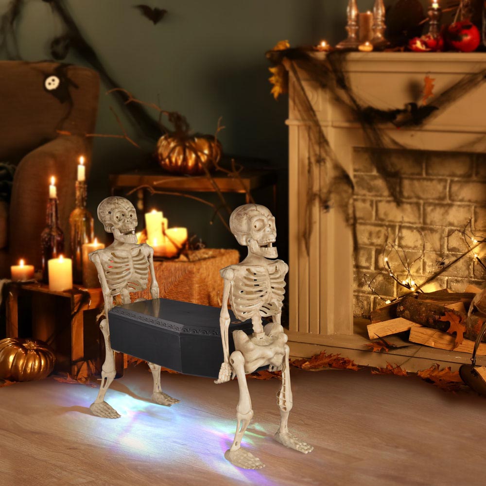 Yescom Animated Skeleton Carrying Coffin Sound Activated with Light