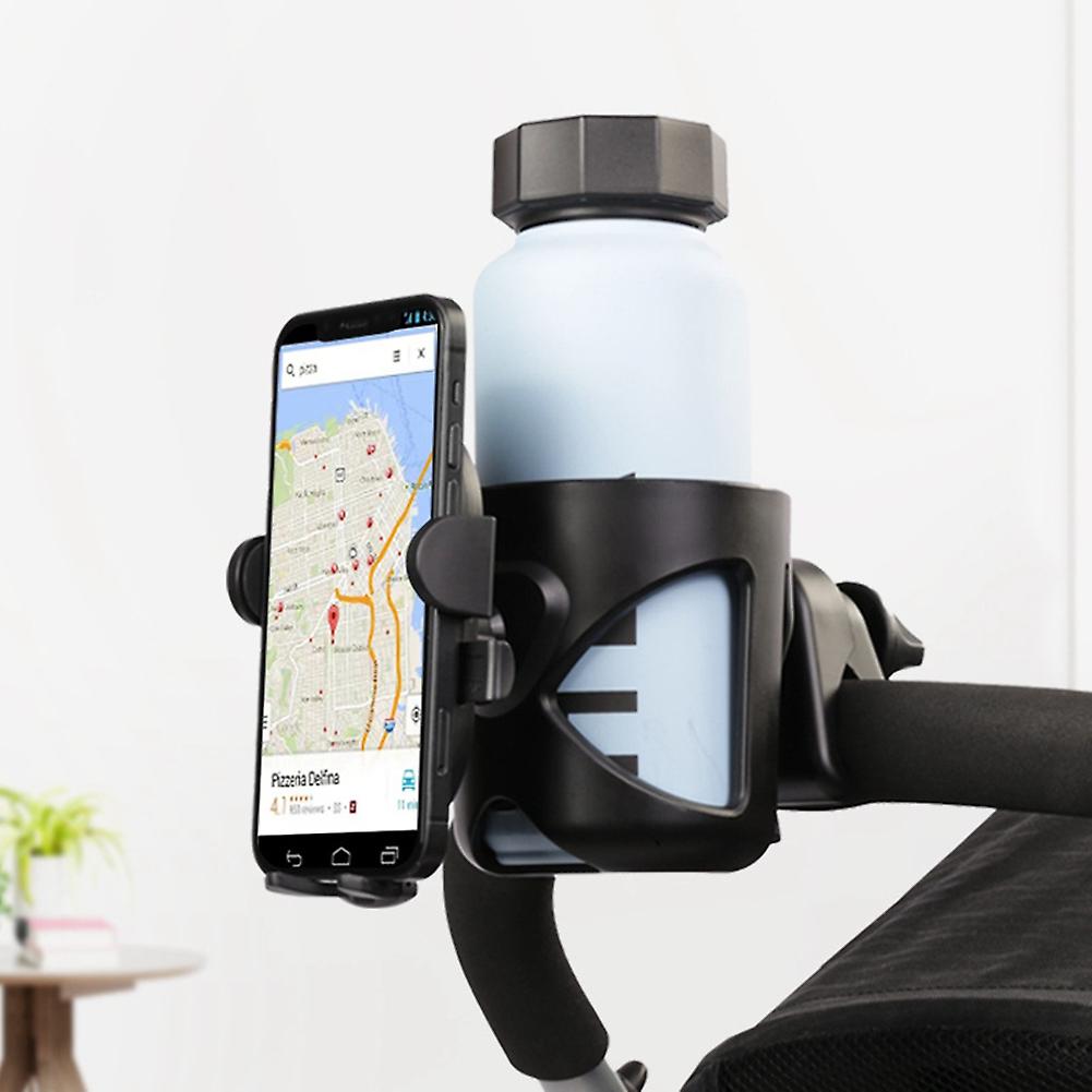 Stroller Cup Holder With Phone Mount 2-in-1 Universal Bike Cup Holder For Stroller Bike Wheelchair Walker Scooter Type D