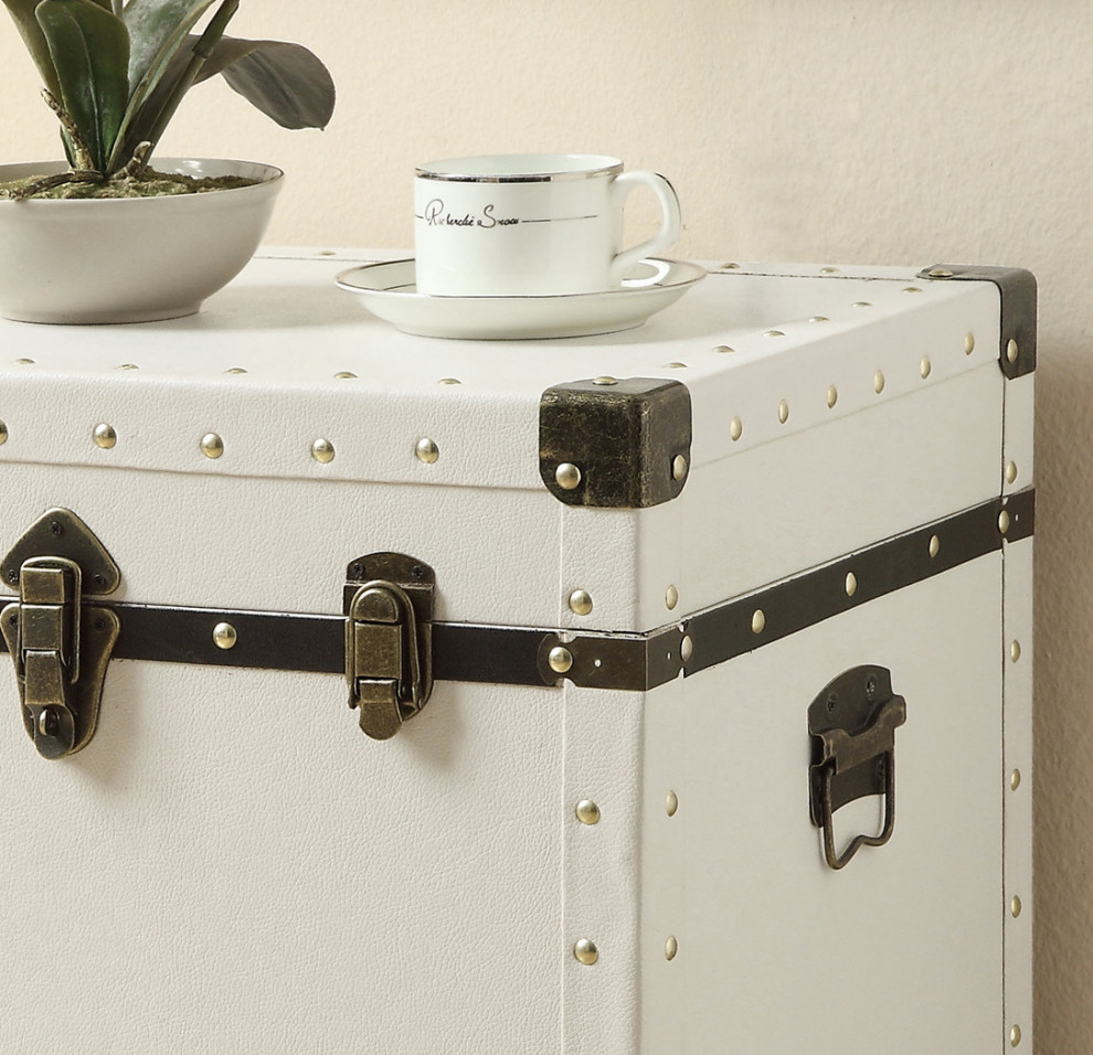 Trunk style Accent Cabinet  White   Industrial   Side Tables And End Tables   by 1PerfectChoice  Houzz