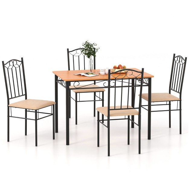 Table And 4 Chairs Black Kitchen Breakfast Furniture