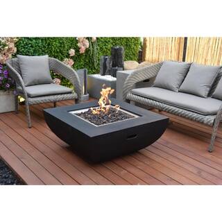 Modeno Aurora 34 in. x 14 in. Square Concrete Propane Fire Pit in Black OFG114-LP