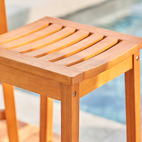 Olina Honey Eucalyptus Wooden Outdoor Dining Stool...