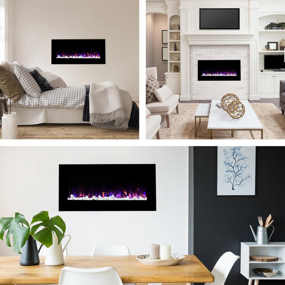 Northwest 42 in LED Fire and Ice Electric Fireplace with Remote in Black