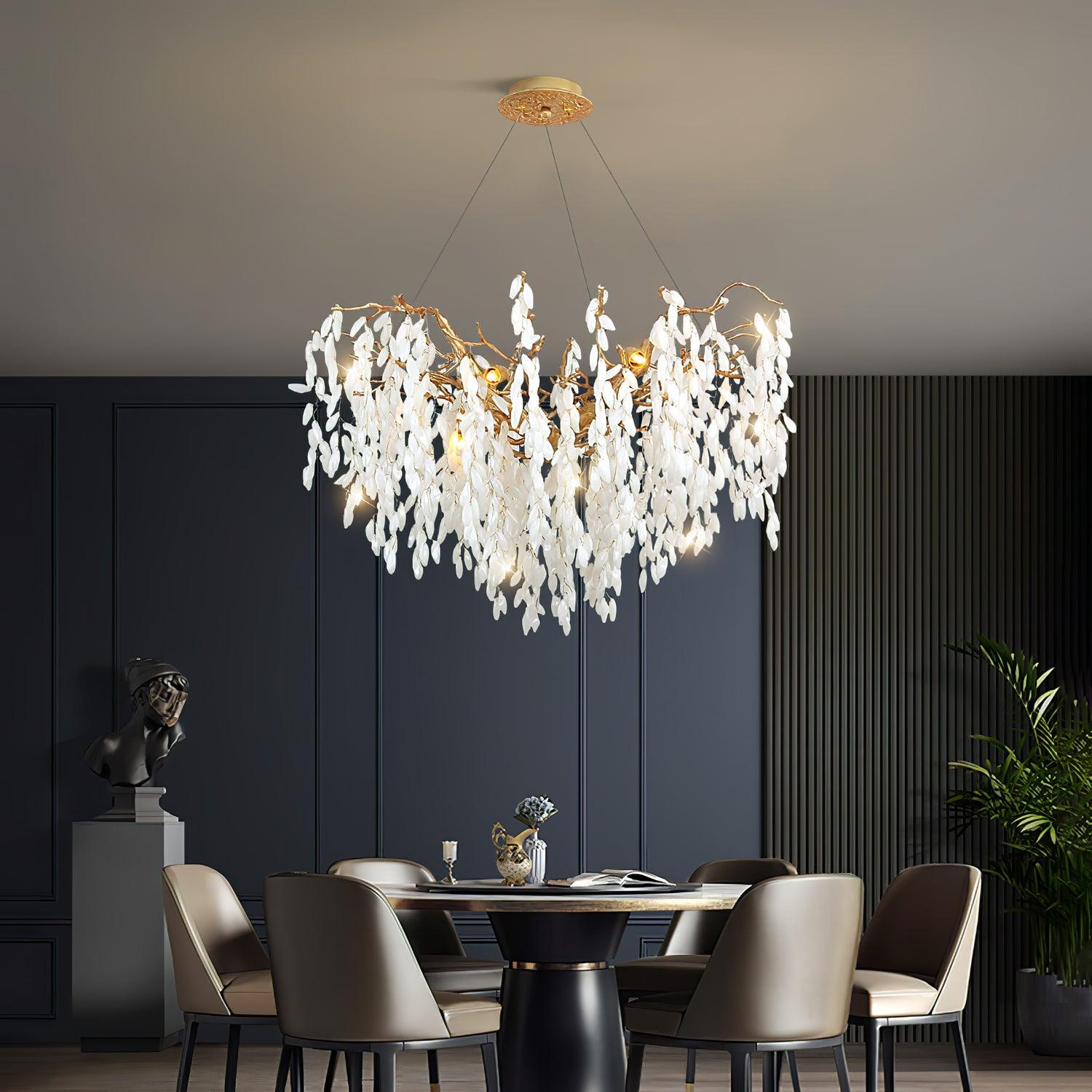 White Jade Branch Brass Chandelier