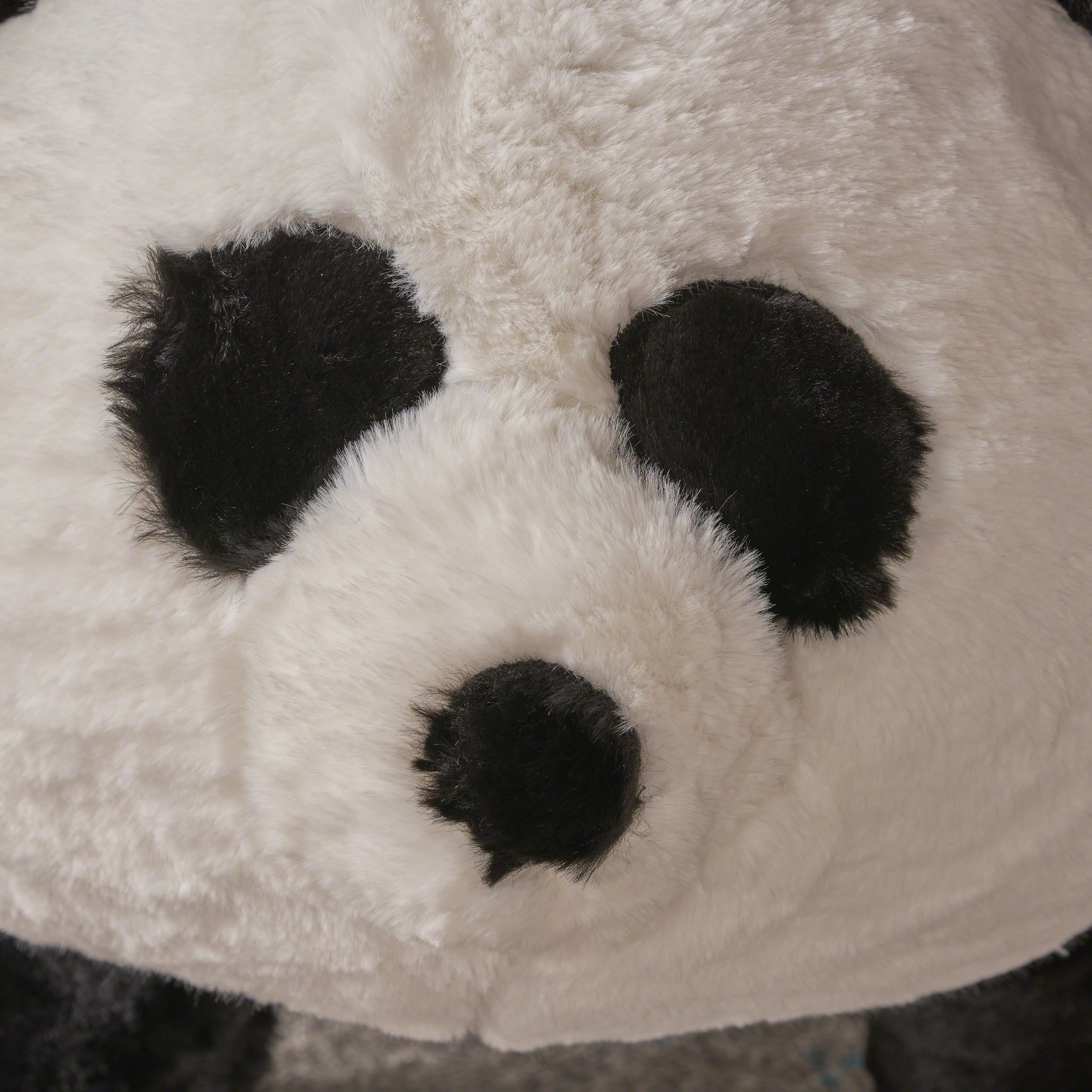 Jom Kid's White and Black Furry Panda Ottoman