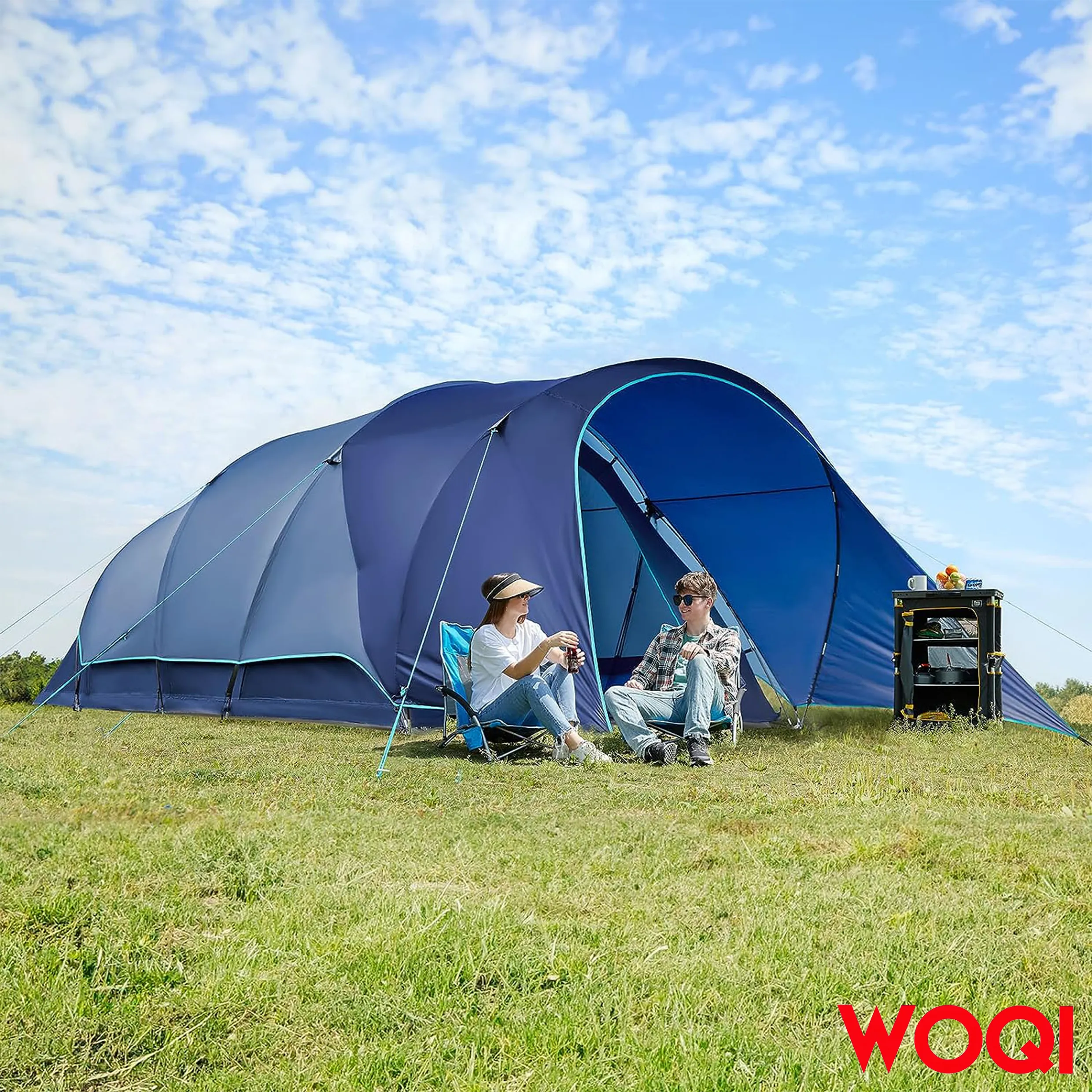 WOQI 8 person camping tent  portable waterproof and windproof family tent  easy to build  suitable for camping