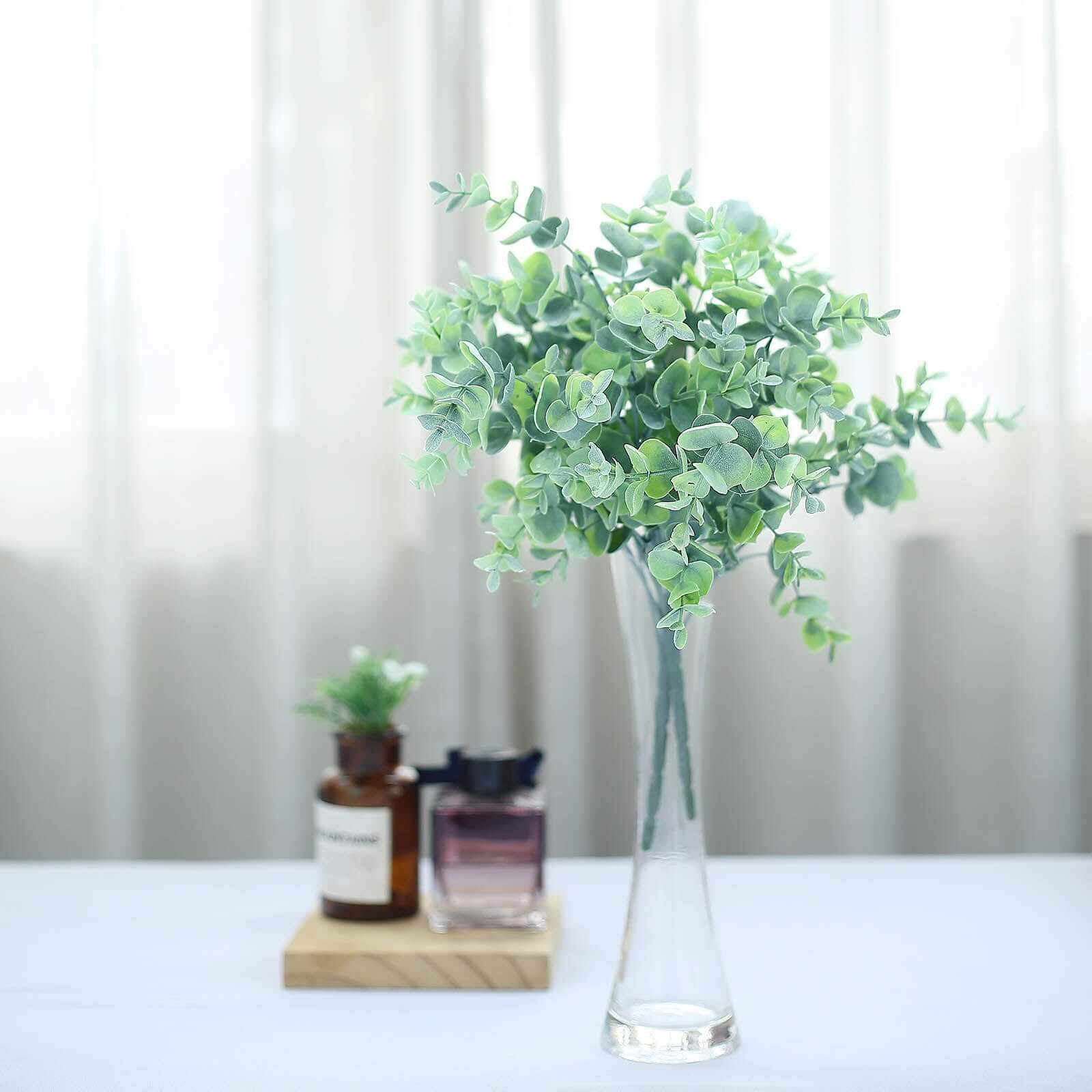 3 Bushes Artificial Eucalyptus Branches, Greenery Bouquet Plants 14