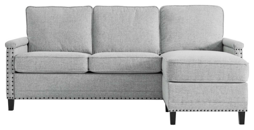 Tonnie Light Gray Upholstered Fabric Sectional Sofa   Transitional   Sectional Sofas   by Peachtree Fine Furniture  Houzz