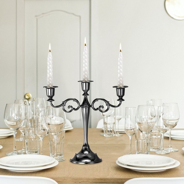 Unique Bargains Home Decor Wedding Birthday Party Dinning Table Candelabra Candle Holders 3 Arm Metal Candlestick 1 Pc