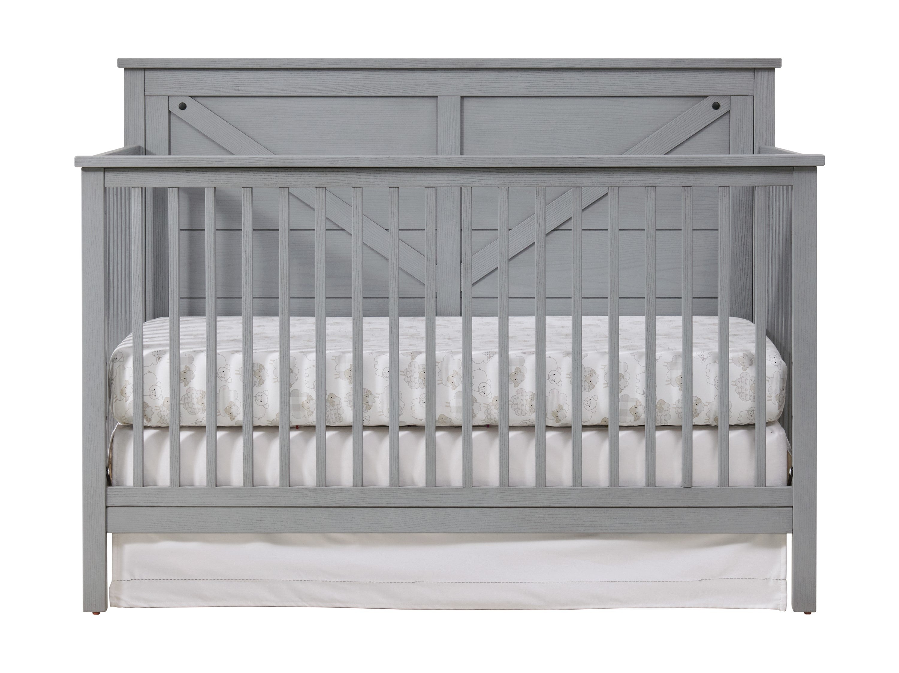 Oxford Baby Montauk 4-in-1 Convertible Crib, Farmhouse Gray, GREENGUARD Gold Certified, Wooden Crib