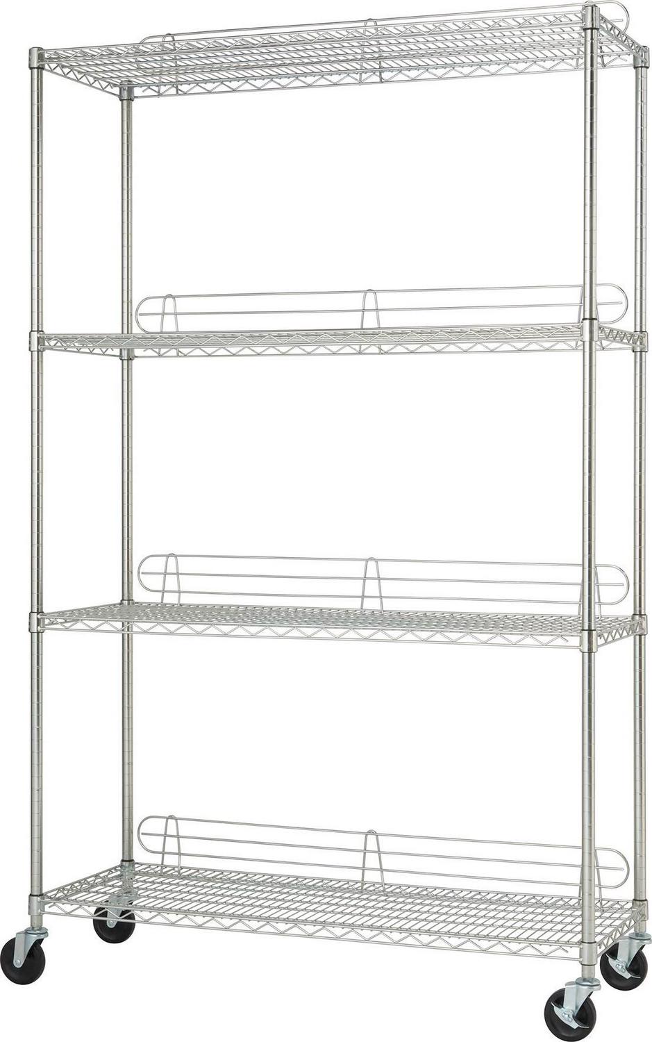 TRINITY EcoStorage 4-Tier NSF 48 x 18 Wire Shelving Rack with Wheels  Chrome